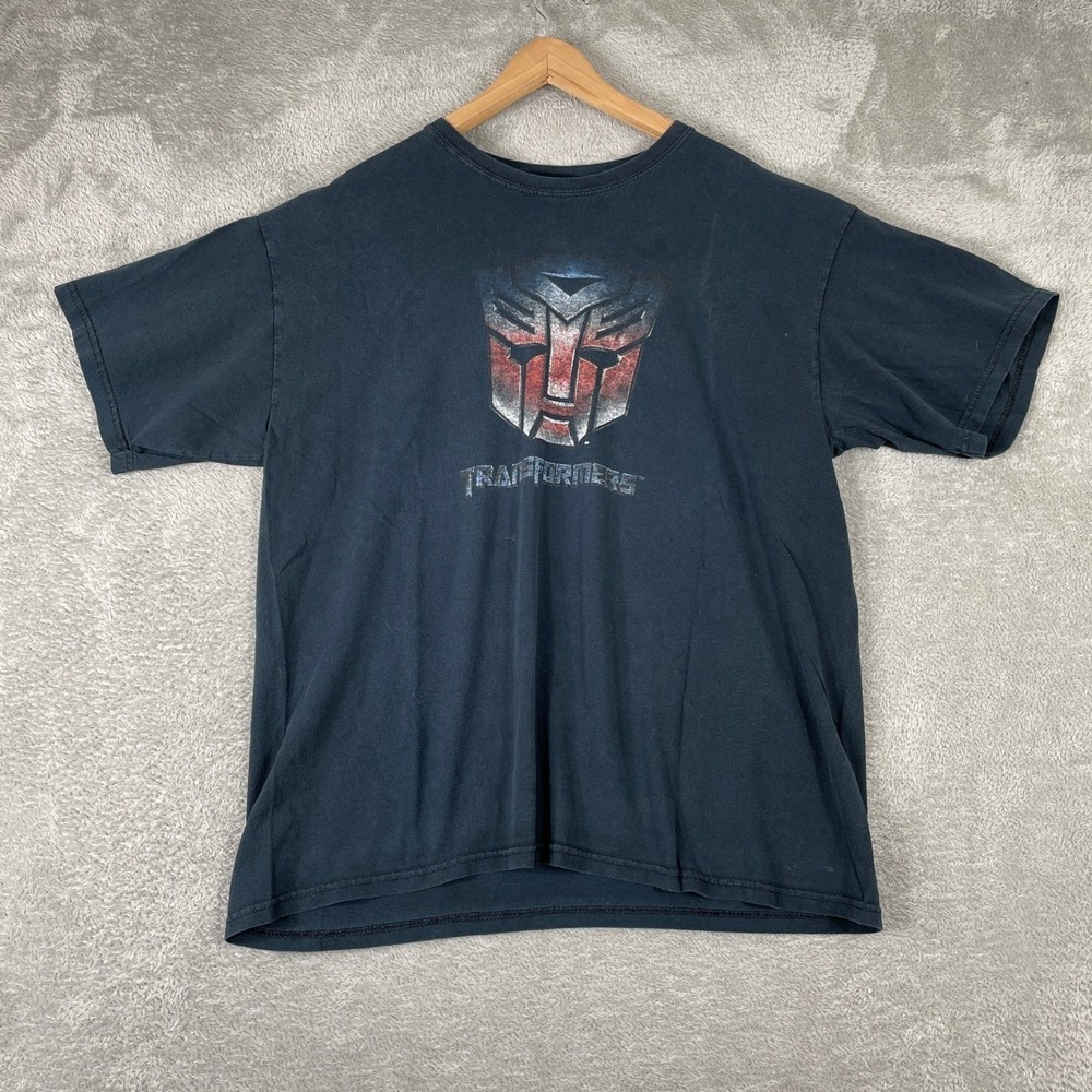Transformers T-Shirt Mens XL Black Autobot Shield Logo Movie Promo Y2K Vintage